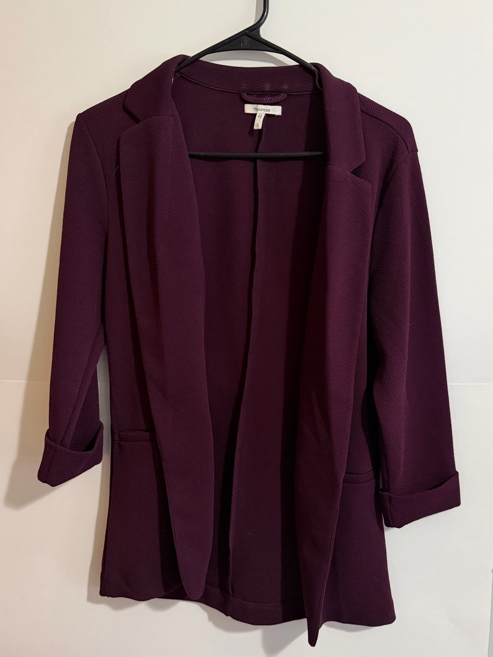 Maurices Open-Front Blazer in Deep Plum